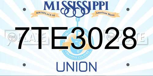 7TE3028 Mississippi License Plate