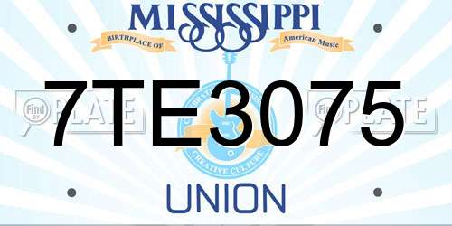 7TE3075 Mississippi License Plate