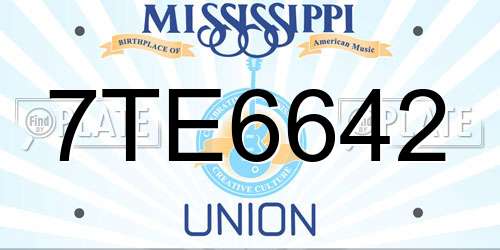 7TE6642 Mississippi License Plate