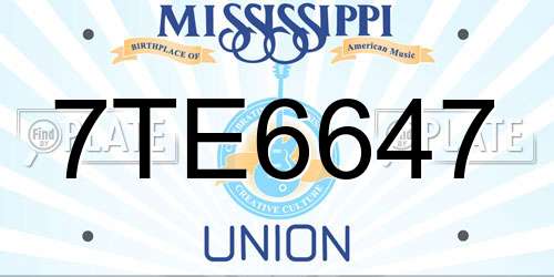 7TE6647 Mississippi License Plate