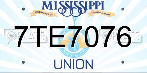 7TE7076 Mississippi License Plate