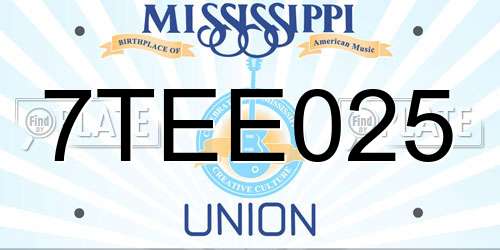 7TEE025 Mississippi License Plate