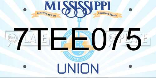 7TEE075 Mississippi License Plate
