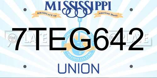 7TEG642 Mississippi License Plate