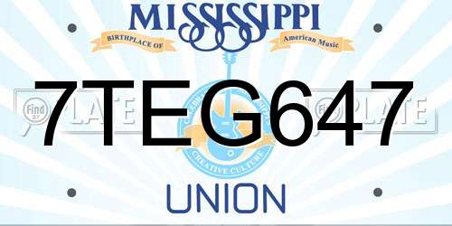 7TEG647 Mississippi License Plate