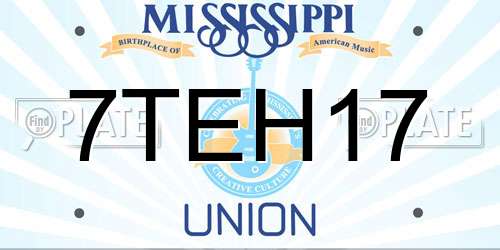 7TEH17 Mississippi License Plate