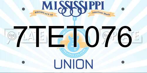 7TET076 Mississippi License Plate