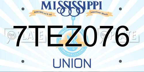 7TEZ076 Mississippi License Plate