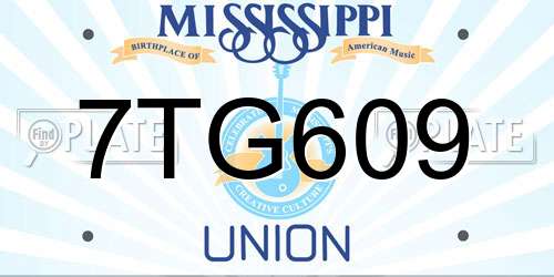 7TG609 Mississippi License Plate