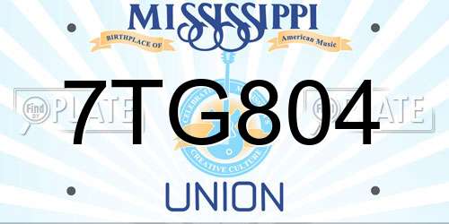 7TG804 Mississippi License Plate