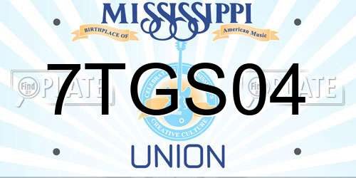 7TGS04 Mississippi License Plate