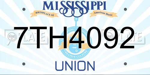 7TH4092 Mississippi License Plate