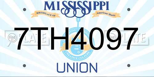7TH4097 Mississippi License Plate