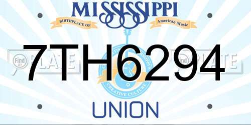 7TH6294 Mississippi License Plate