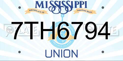 7TH6794 Mississippi License Plate