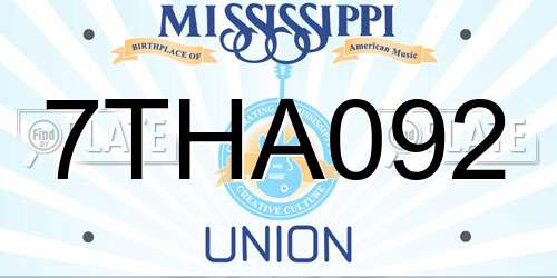 7THA092 Mississippi License Plate