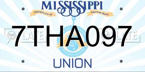 7THA097 Mississippi License Plate