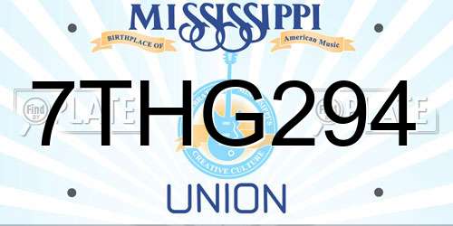 7THG294 Mississippi License Plate