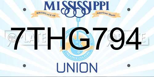7THG794 Mississippi License Plate