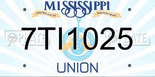 7TI1025 Mississippi License Plate