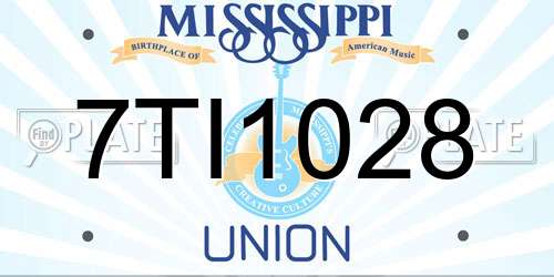 7TI1028 Mississippi License Plate