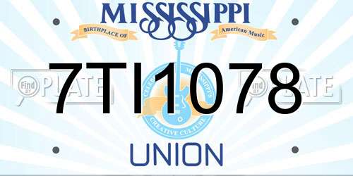 7TI1078 Mississippi License Plate