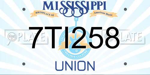 7TI258 Mississippi License Plate