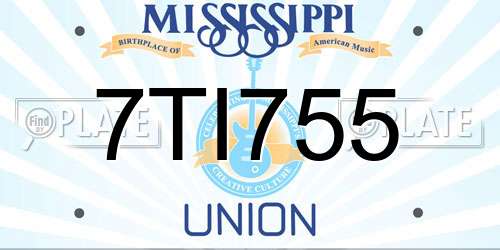 7TI755 Mississippi License Plate