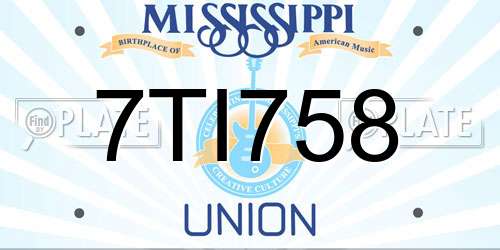 7TI758 Mississippi License Plate