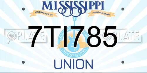 7TI785 Mississippi License Plate