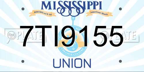 7TI9155 Mississippi License Plate