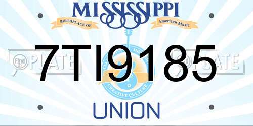 7TI9185 Mississippi License Plate