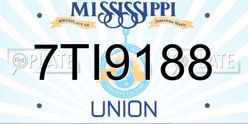 7TI9188 Mississippi License Plate
