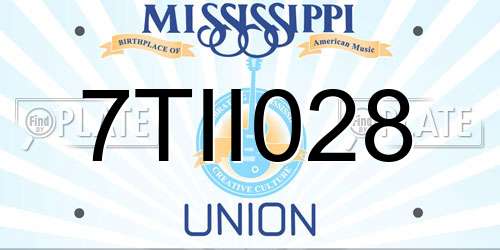 7TII028 Mississippi License Plate