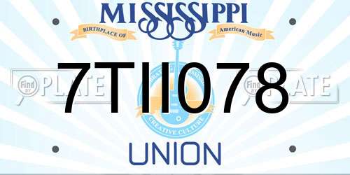 7TII078 Mississippi License Plate