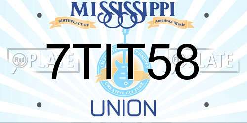 7TIT58 Mississippi License Plate