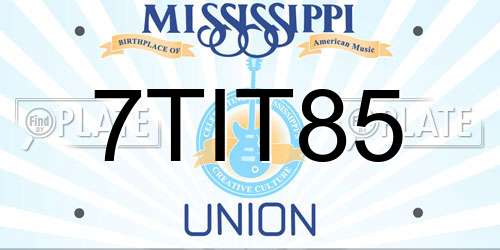 7TIT85 Mississippi License Plate