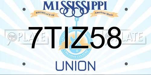 7TIZ58 Mississippi License Plate