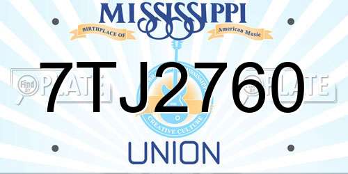 7TJ2760 Mississippi License Plate