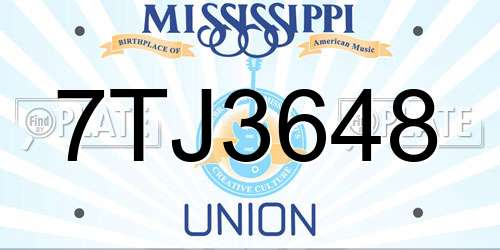 7TJ3648 Mississippi License Plate