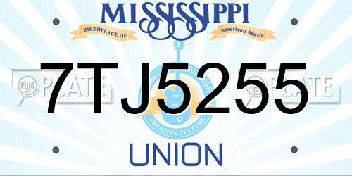 7TJ5255 Mississippi License Plate