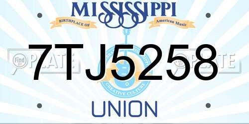 7TJ5258 Mississippi License Plate