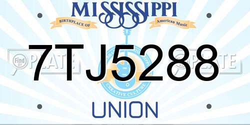 7TJ5288 Mississippi License Plate