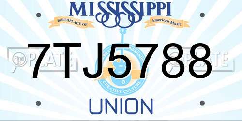 7TJ5788 Mississippi License Plate