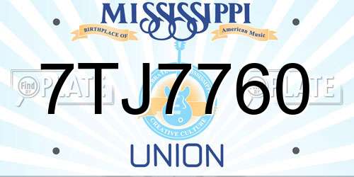 7TJ7760 Mississippi License Plate