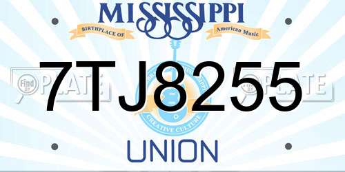 7TJ8255 Mississippi License Plate