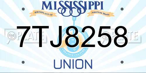 7TJ8258 Mississippi License Plate