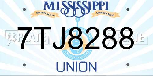 7TJ8288 Mississippi License Plate