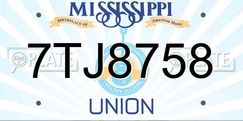 7TJ8758 Mississippi License Plate