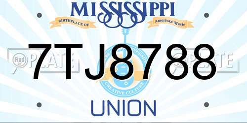 7TJ8788 Mississippi License Plate